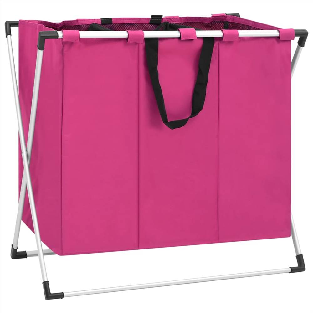 3-Section Laundry Sorter Pink