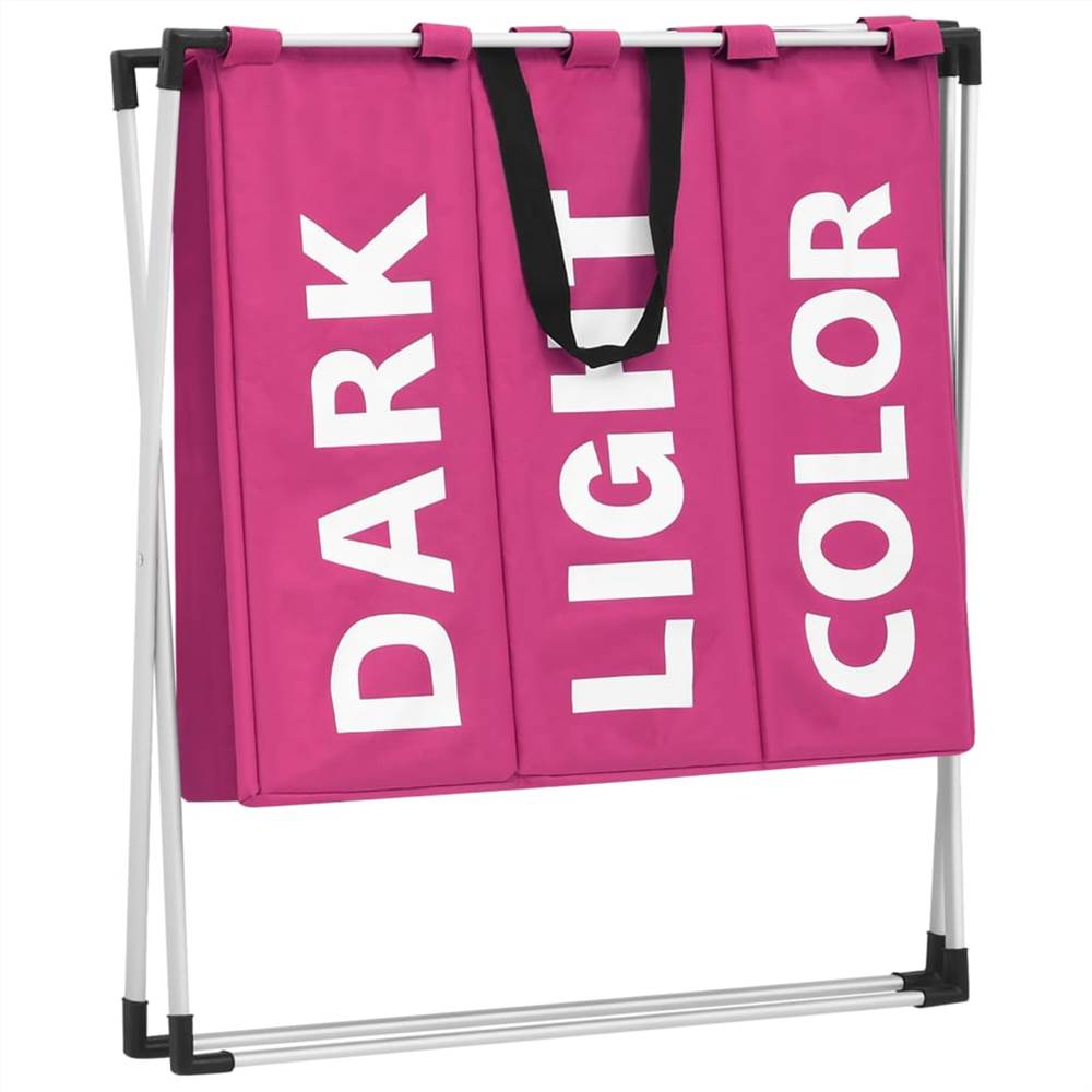 3-Section Laundry Sorter Pink