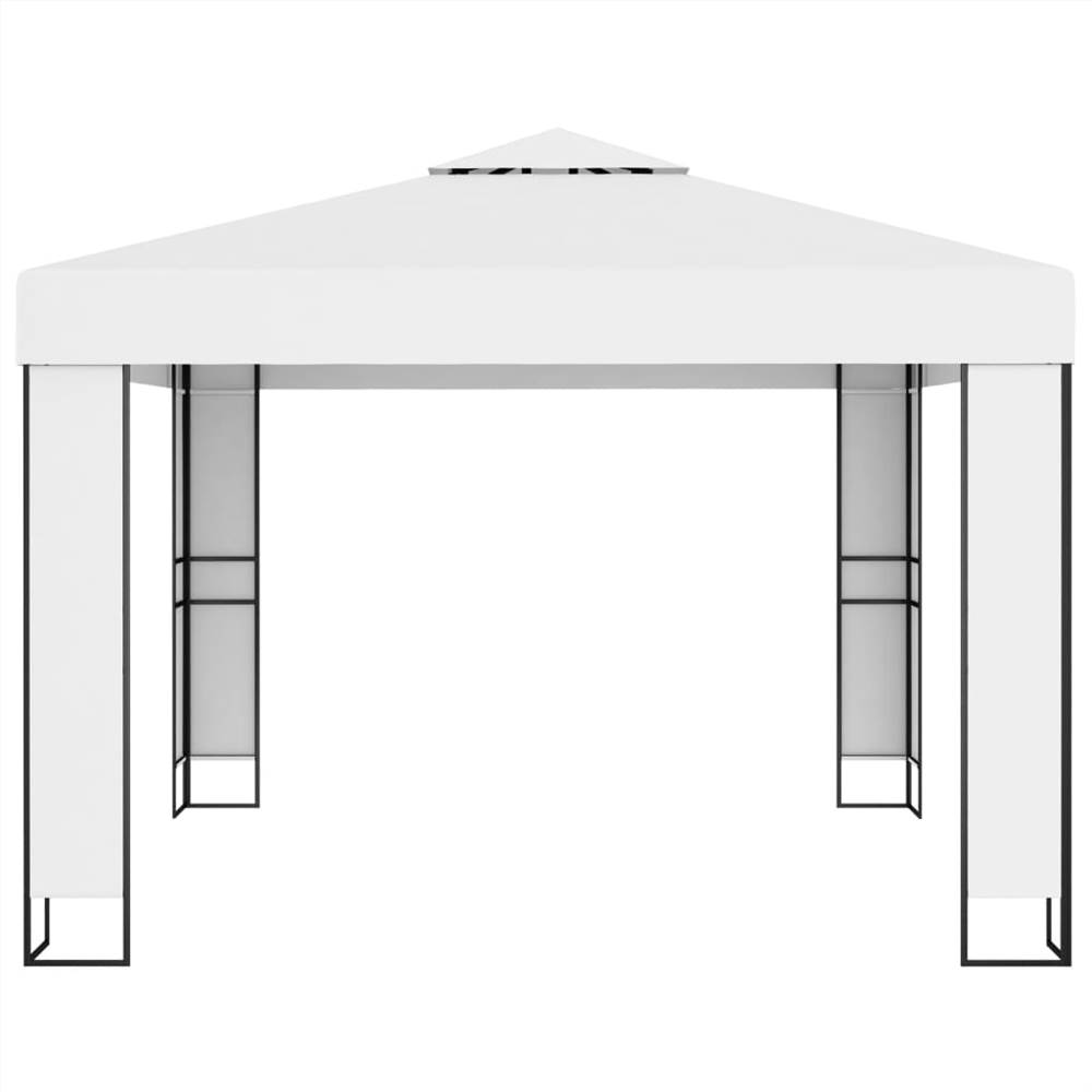 Gazebo with Double Roof and String Lights 3x3 m White