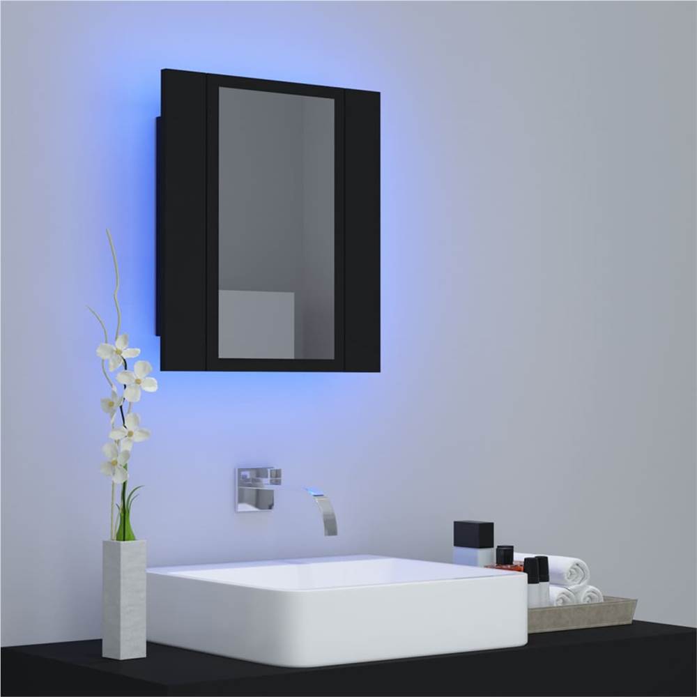 LED Bathroom Mirror Cabinet Black 40x12x45 cm