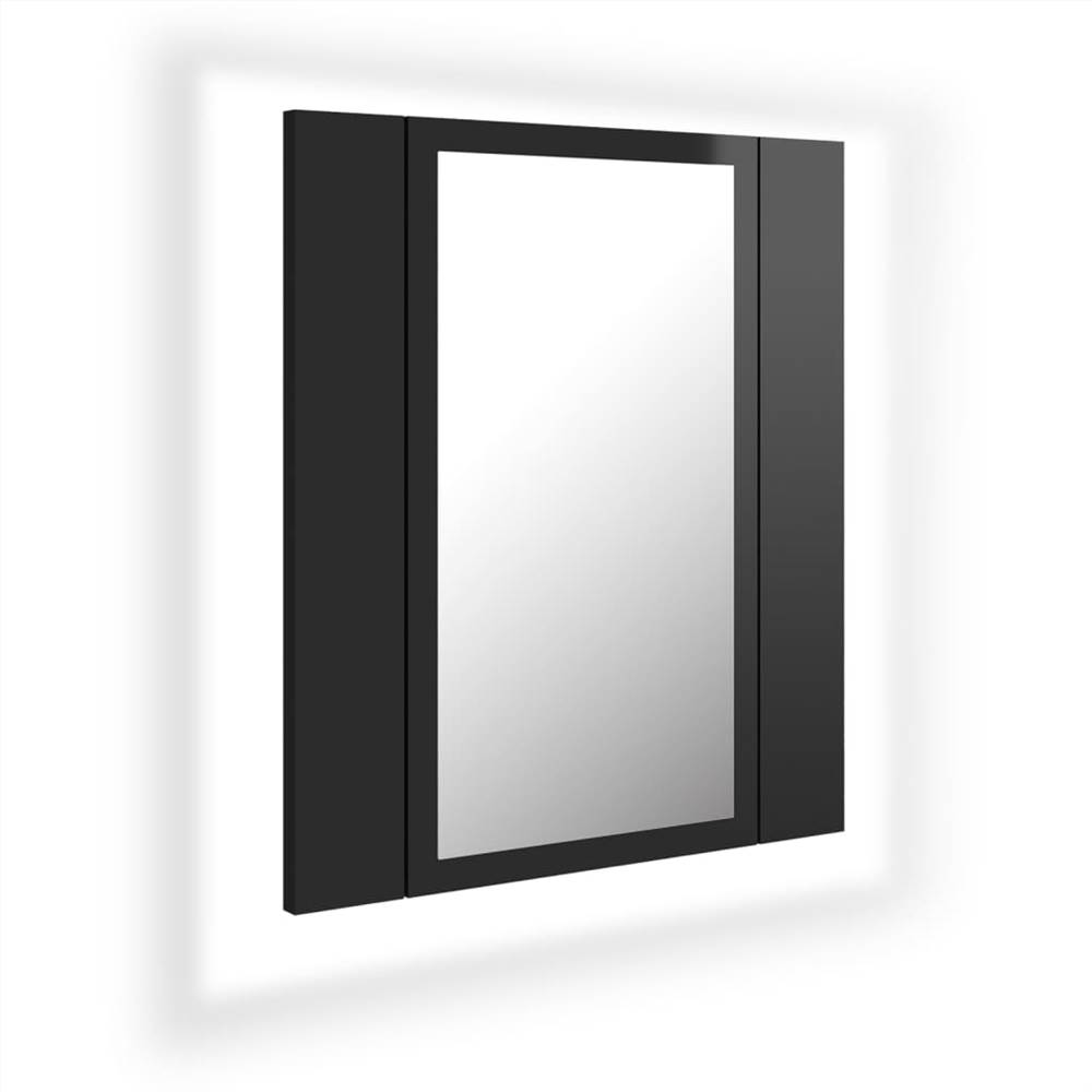 LED Bathroom Mirror Cabinet High Gloss Black 40x12x45 cm