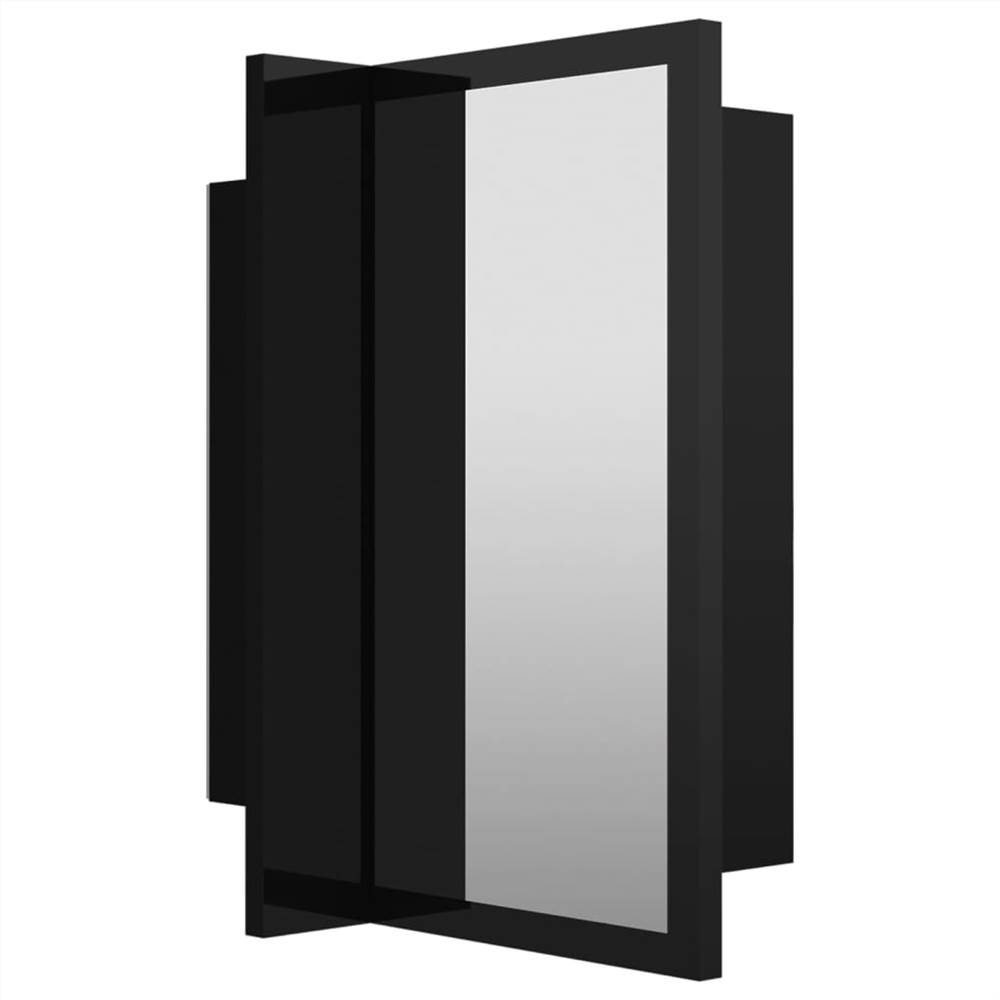 LED Bathroom Mirror Cabinet High Gloss Black 40x12x45 cm