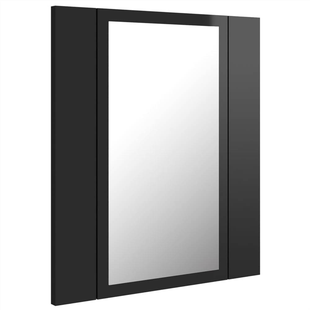 LED Bathroom Mirror Cabinet High Gloss Black 40x12x45 cm