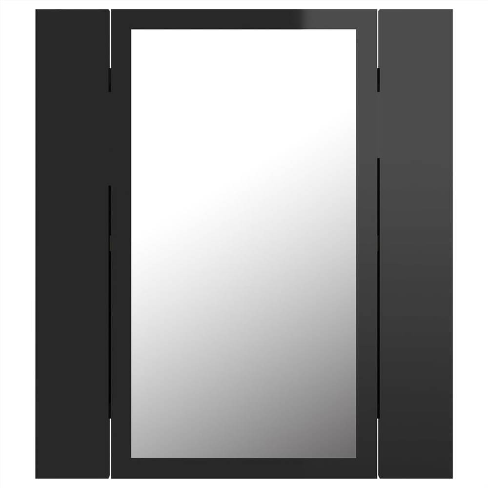 LED Bathroom Mirror Cabinet High Gloss Black 40x12x45 cm