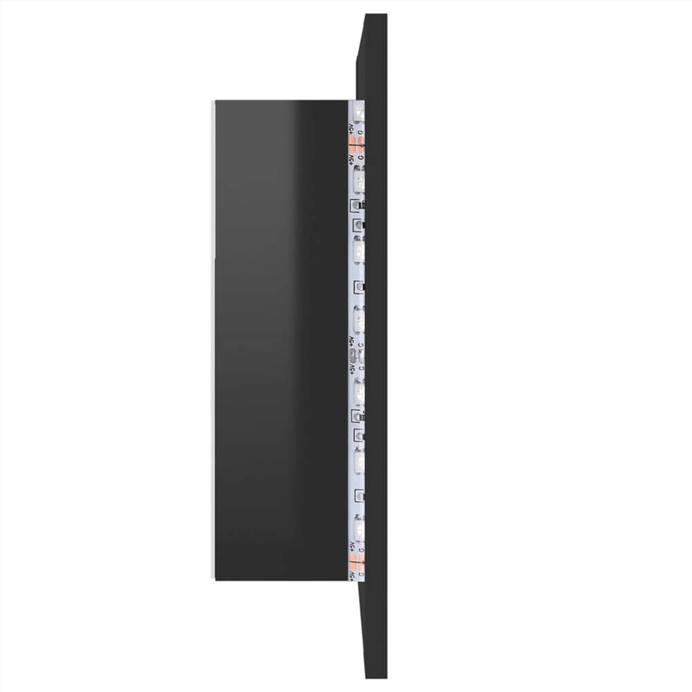 LED Bathroom Mirror Cabinet High Gloss Black 40x12x45 cm