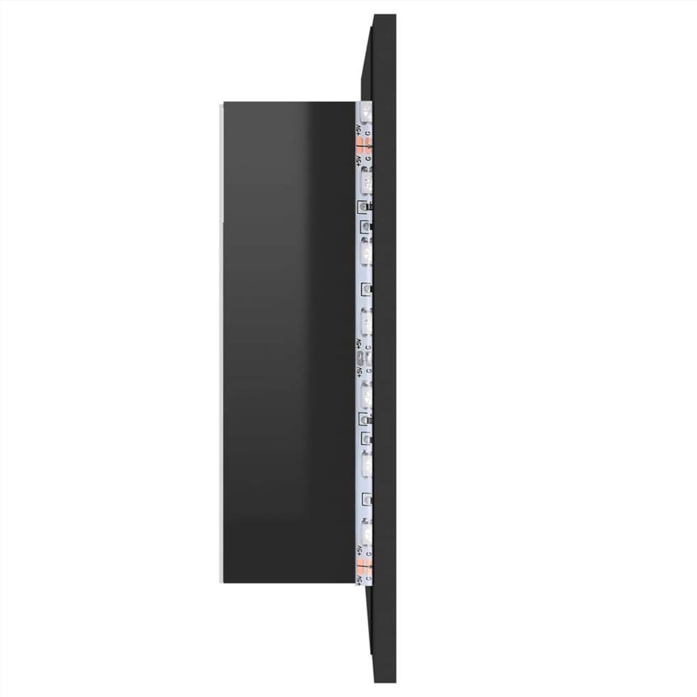 LED Bathroom Mirror Cabinet High Gloss Black 60x12x45 cm
