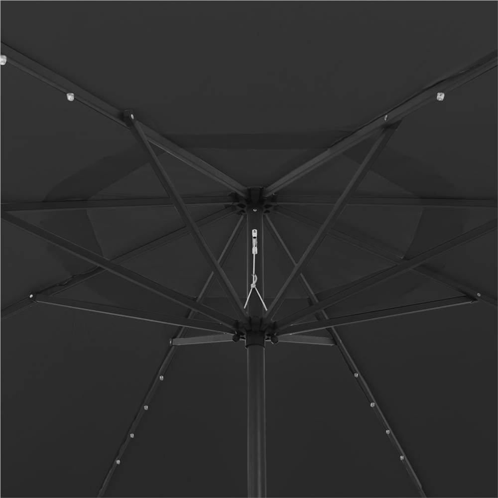 Outdoor Parasol with LED Lights and Metal Pole 400 cm Black