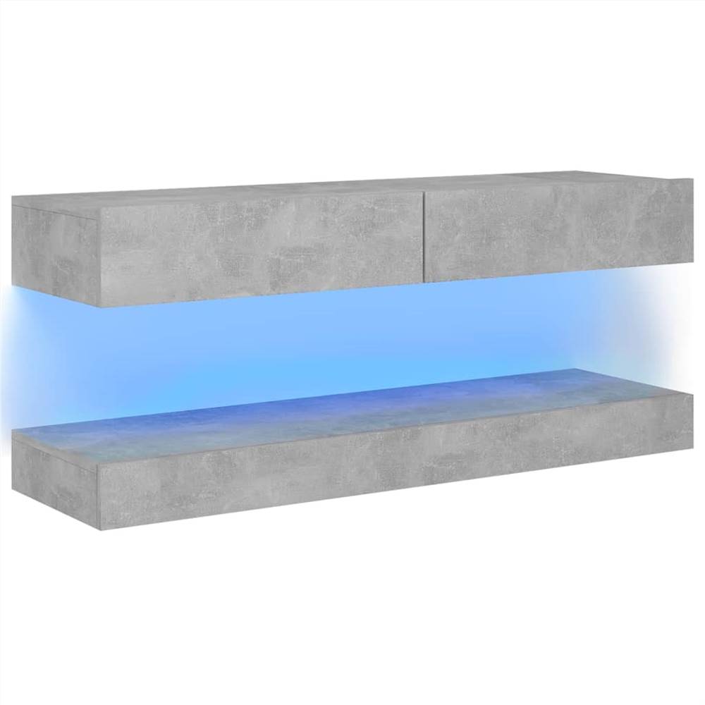 TV Cabinet with LED Lights Concrete Grey 120x35 cm