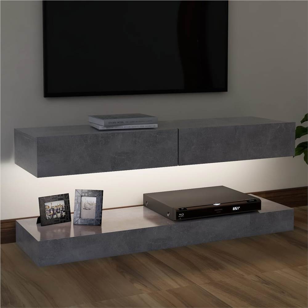 TV Cabinet with LED Lights Concrete Grey 120x35 cm