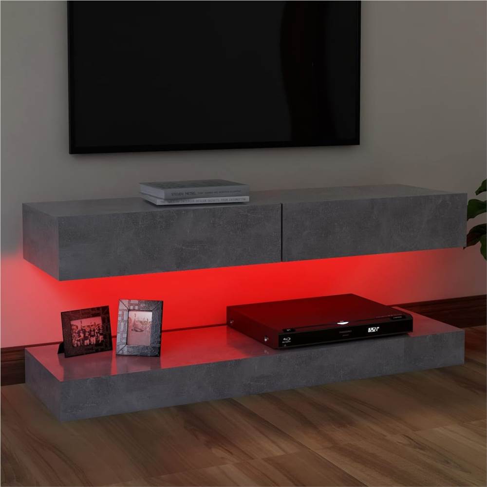 TV Cabinet with LED Lights Concrete Grey 120x35 cm