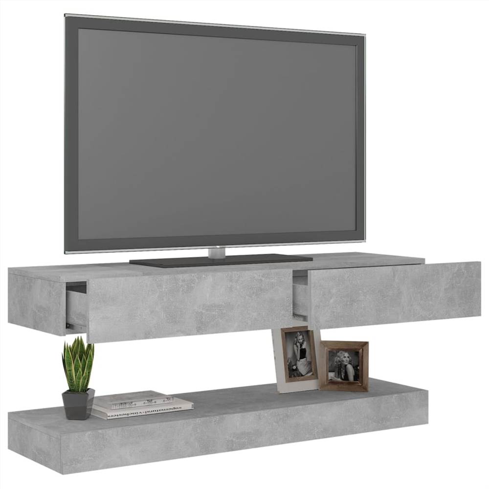 TV Cabinet with LED Lights Concrete Grey 120x35 cm