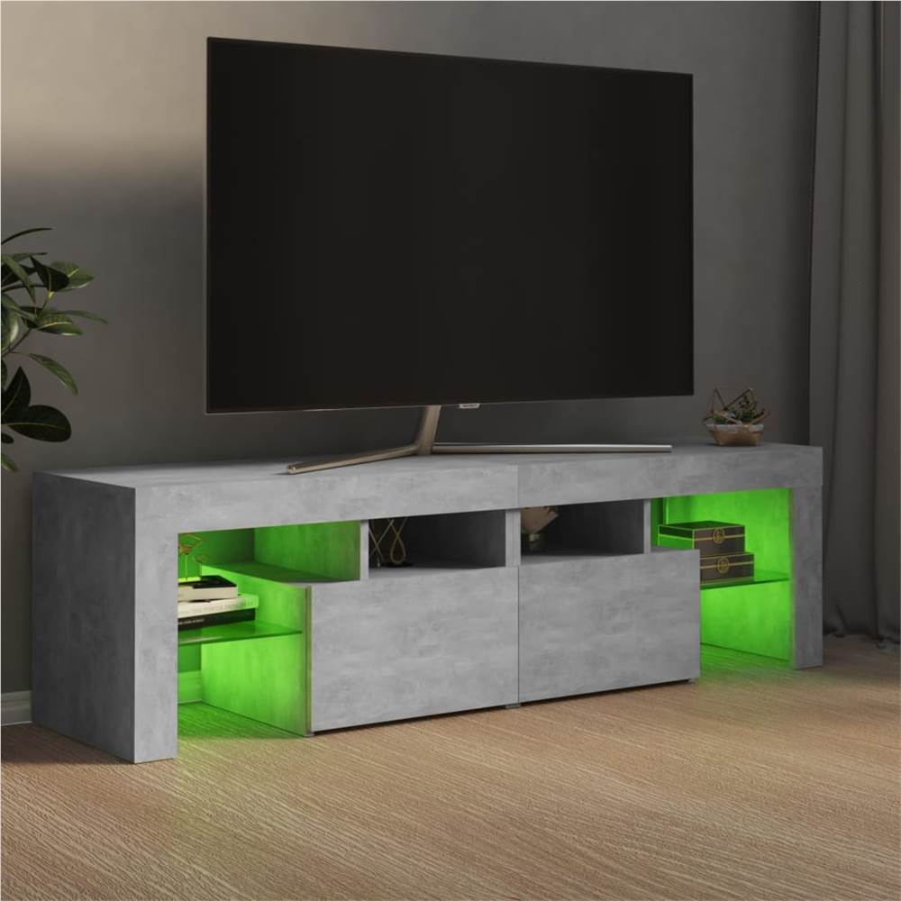 TV Cabinet with LED Lights Concrete Grey 140x35x40 cm