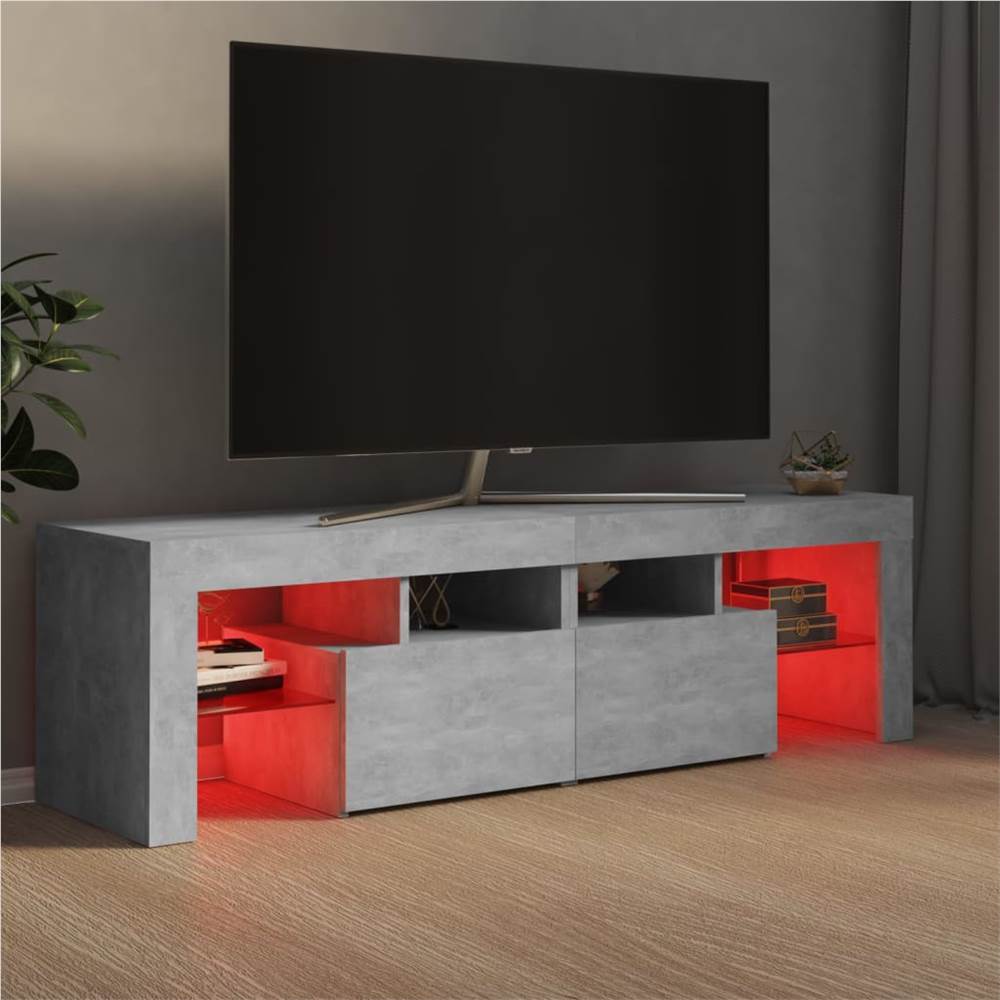 TV Cabinet with LED Lights Concrete Grey 140x35x40 cm