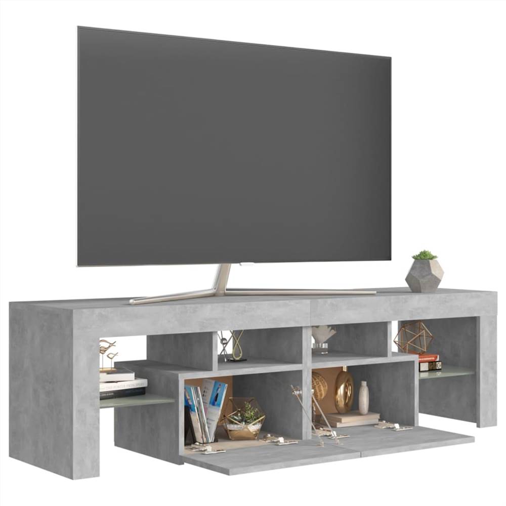 TV Cabinet with LED Lights Concrete Grey 140x35x40 cm