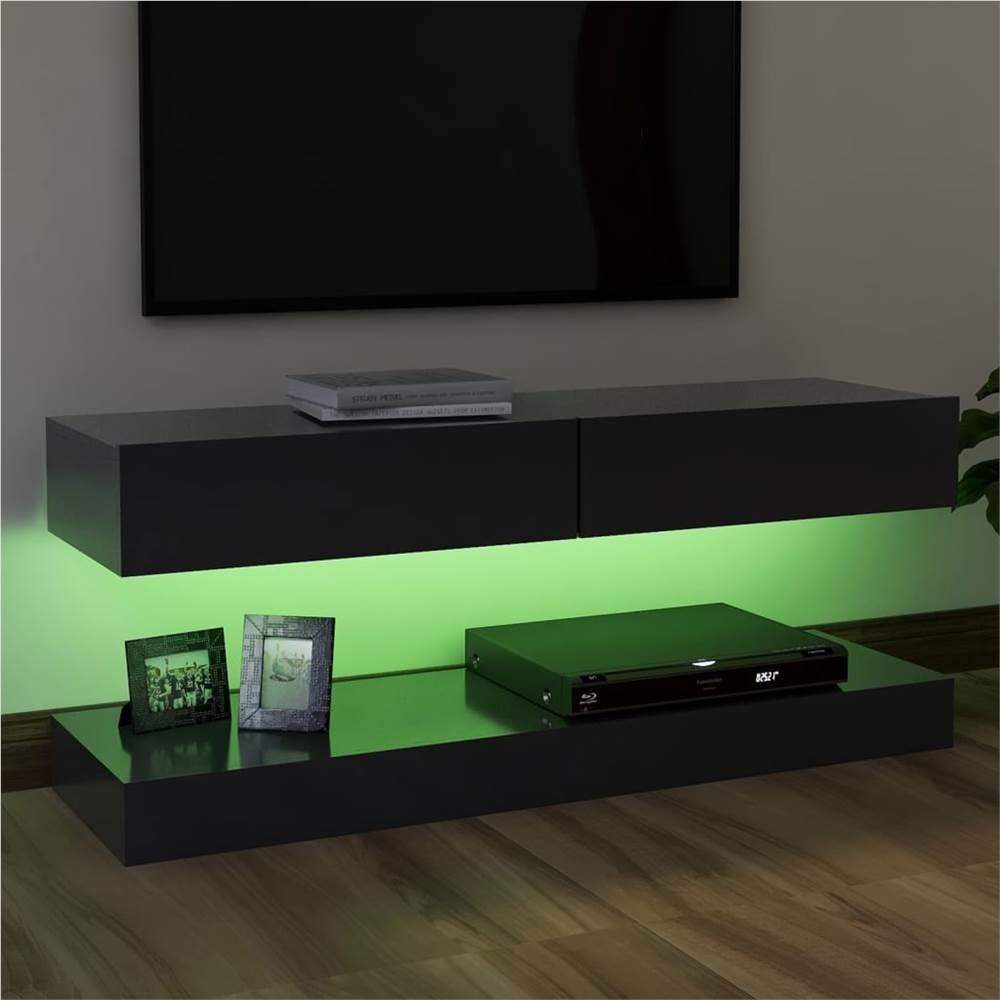 TV Cabinet with LED Lights Grey 120x35 cm