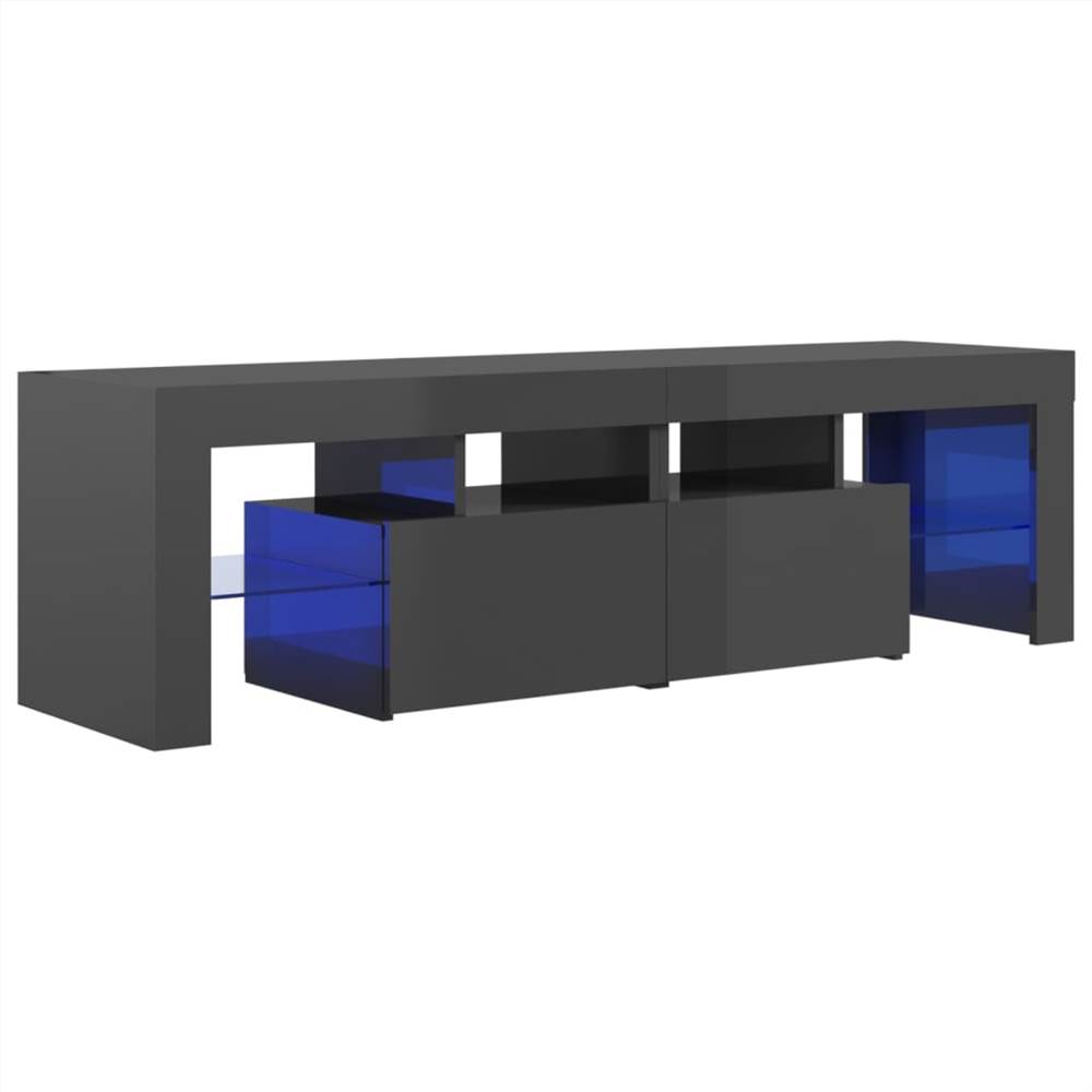 TV Cabinet with LED Lights High Gloss Grey 140x35x40 cm