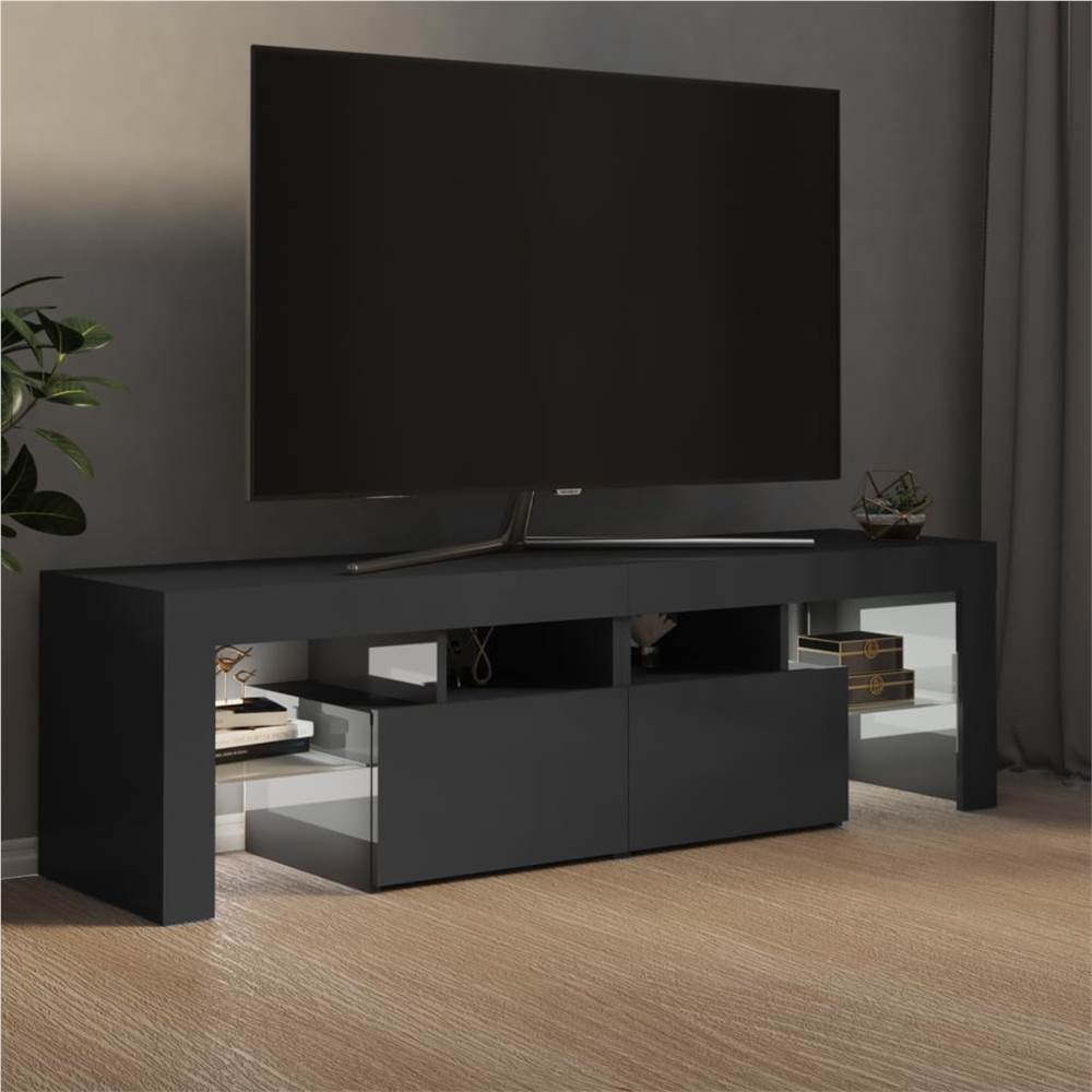 TV Cabinet with LED Lights High Gloss Grey 140x35x40 cm