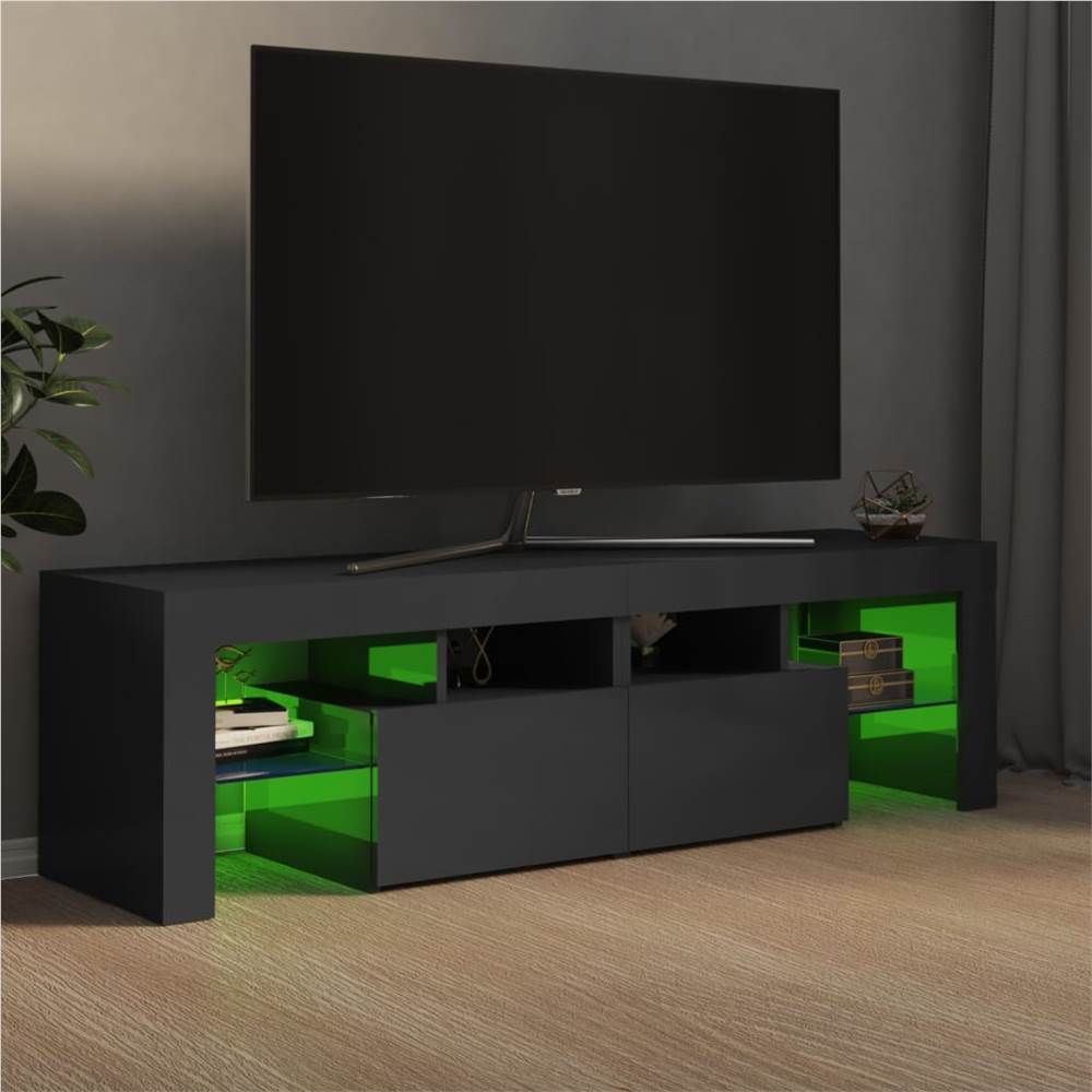TV Cabinet with LED Lights High Gloss Grey 140x35x40 cm