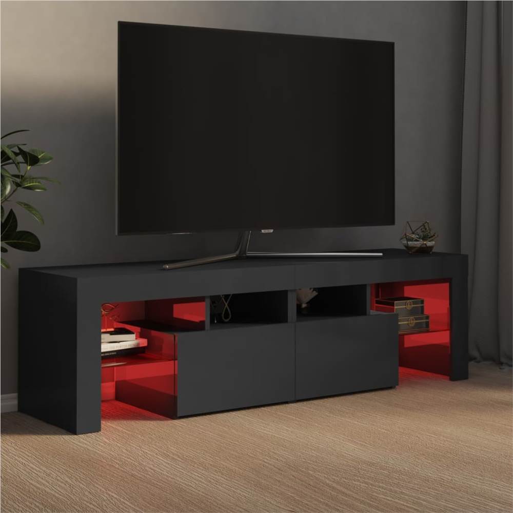 TV Cabinet with LED Lights High Gloss Grey 140x35x40 cm