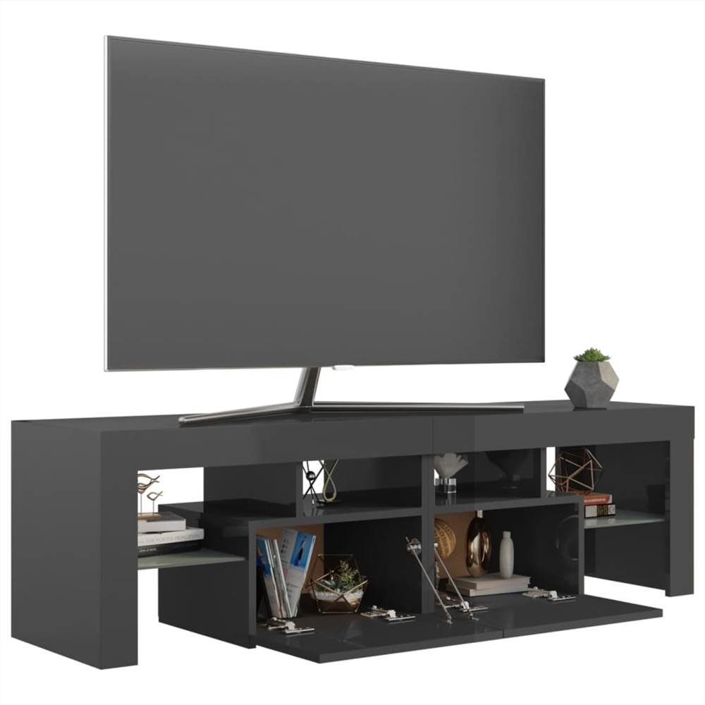 TV Cabinet with LED Lights High Gloss Grey 140x35x40 cm