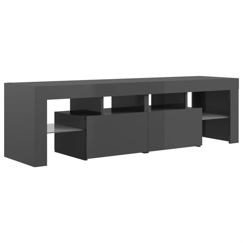 TV Cabinet with LED Lights High Gloss Grey 140x35x40 cm