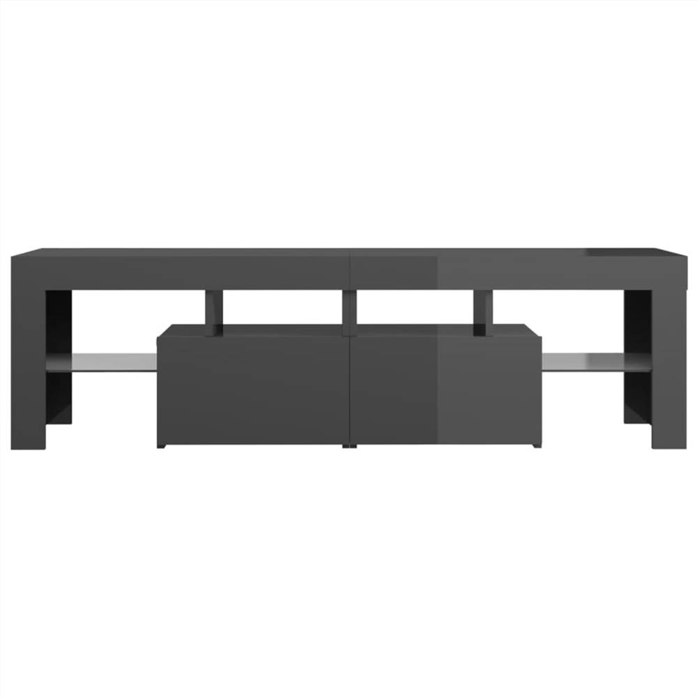 TV Cabinet with LED Lights High Gloss Grey 140x35x40 cm