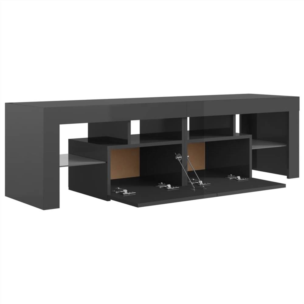 TV Cabinet with LED Lights High Gloss Grey 140x35x40 cm