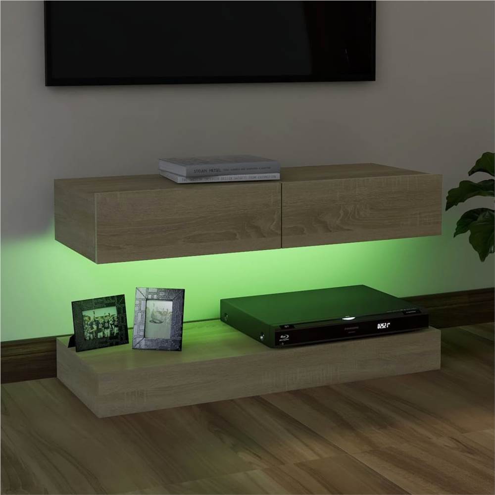TV Cabinet with LED Lights Sonoma Oak 90x35 cm