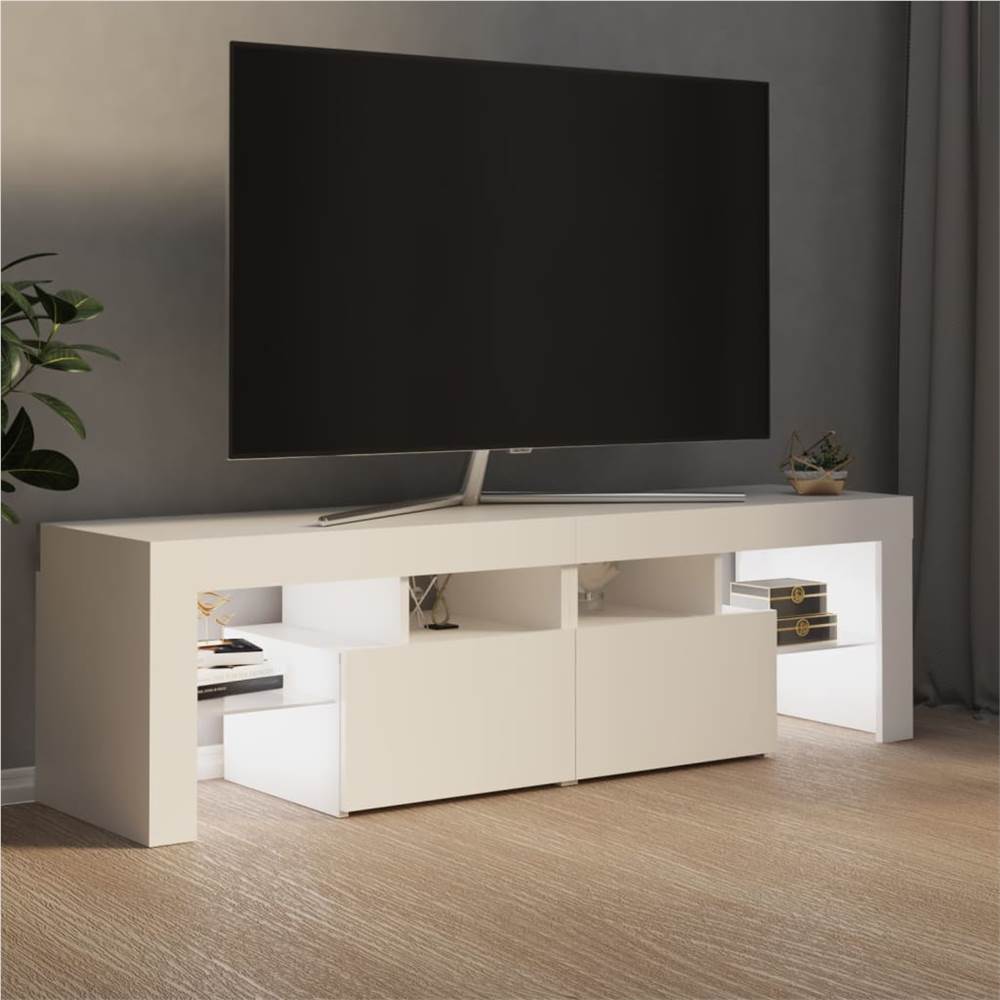 TV Cabinet with LED Lights White 140x35x40 cm