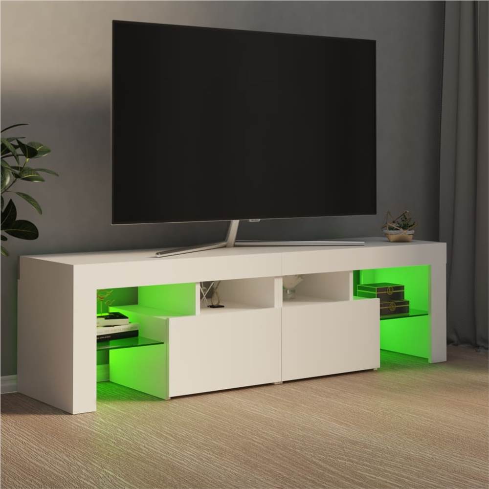 TV Cabinet with LED Lights White 140x35x40 cm