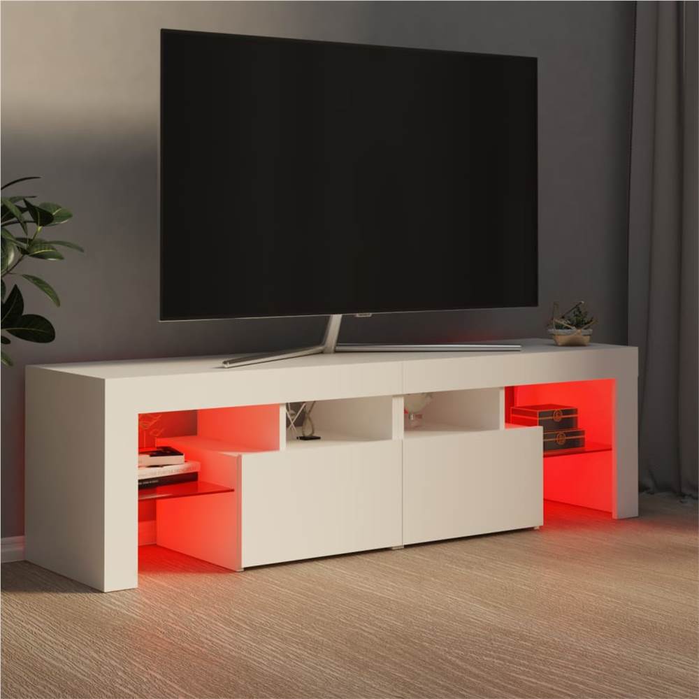 TV Cabinet with LED Lights White 140x35x40 cm