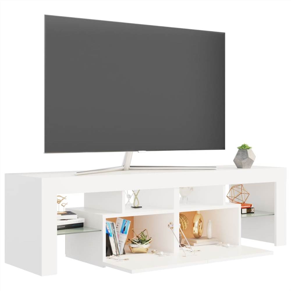 TV Cabinet with LED Lights White 140x35x40 cm