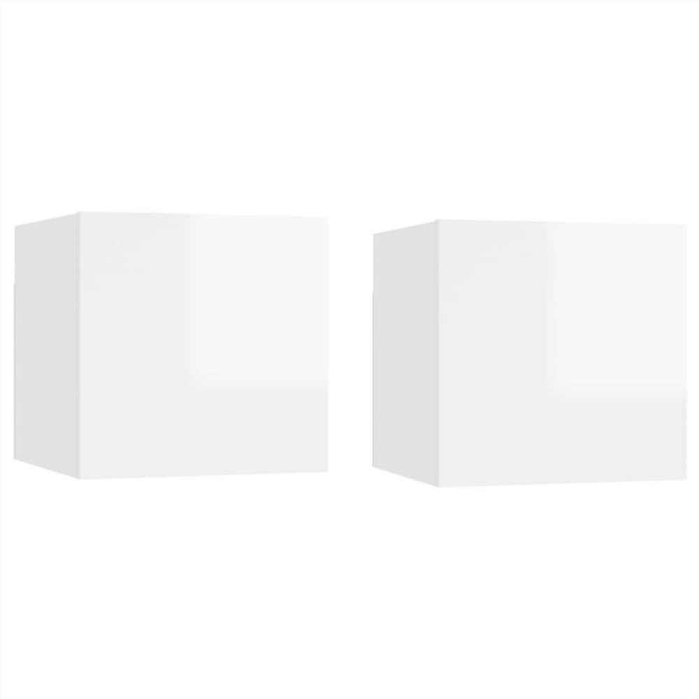 Wall Mounted TV Cabinets 2 pcs High Gloss White 30.5x30x30 cm