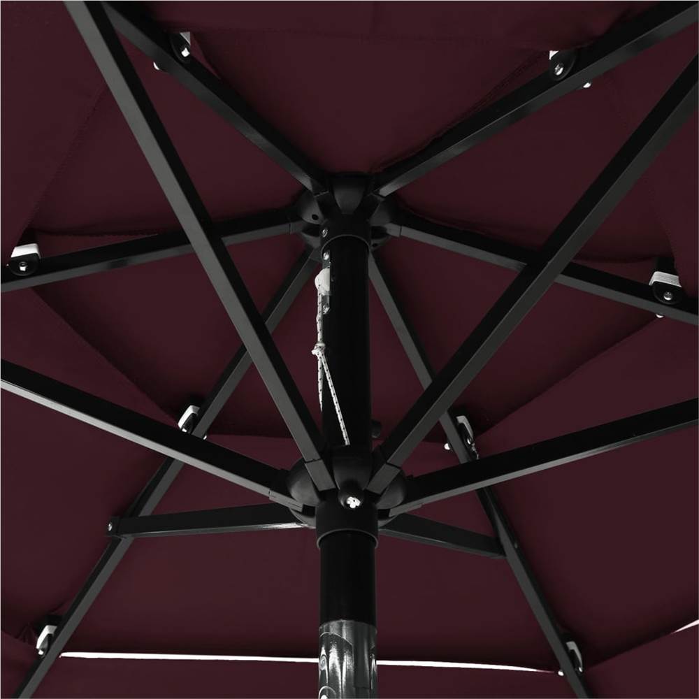 3-Tier Parasol with Aluminium Pole Bordeaux Red 2 m