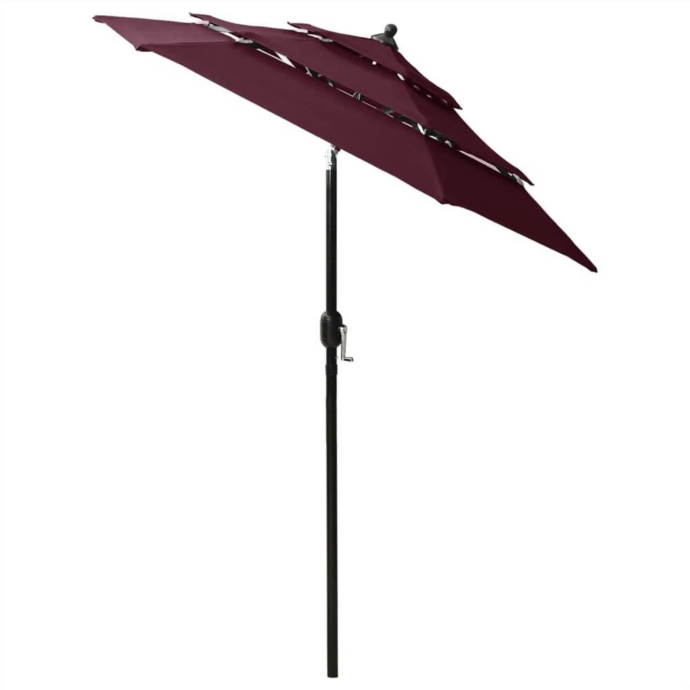 3-Tier Parasol with Aluminium Pole Bordeaux Red 2 m