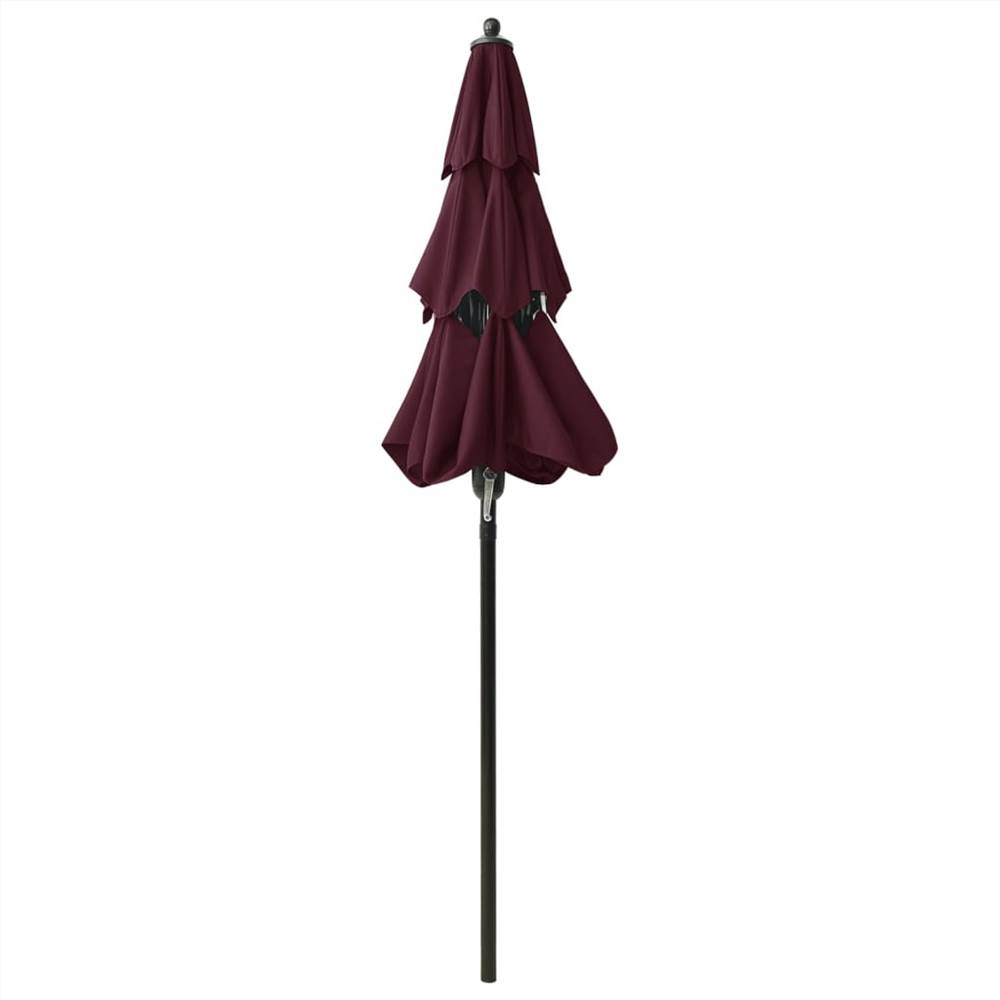 3-Tier Parasol with Aluminium Pole Bordeaux Red 2 m