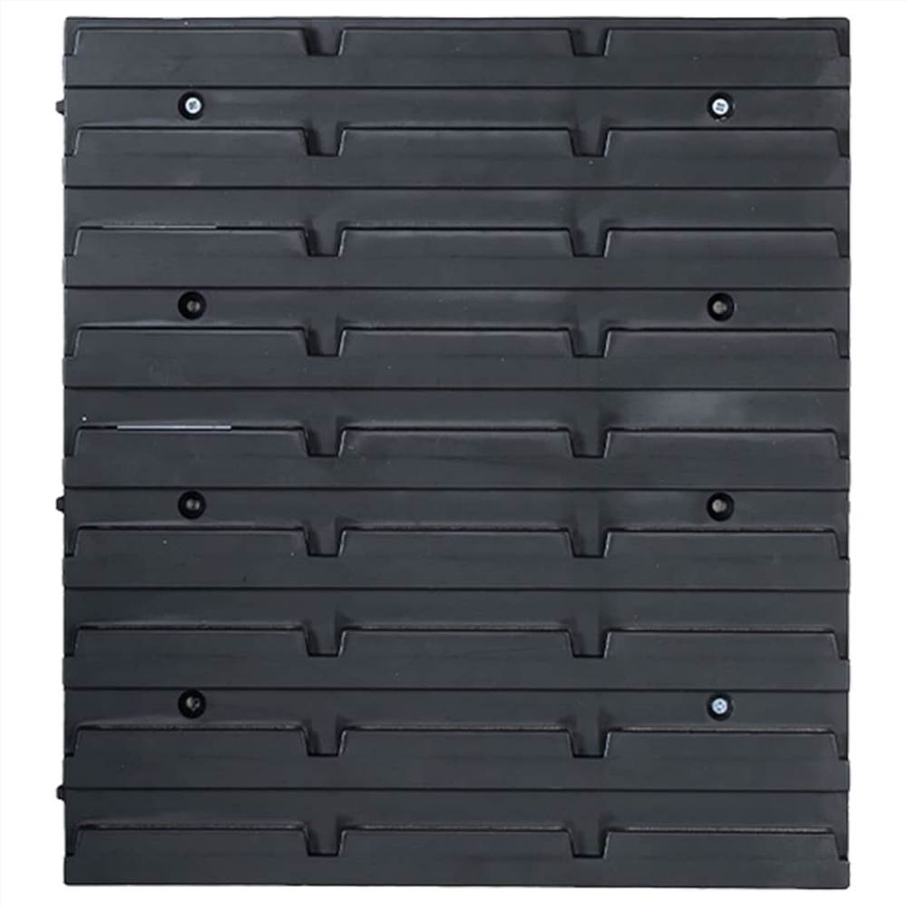 48 Piece Storage Bin Kit with Wall Panels Blue and Black