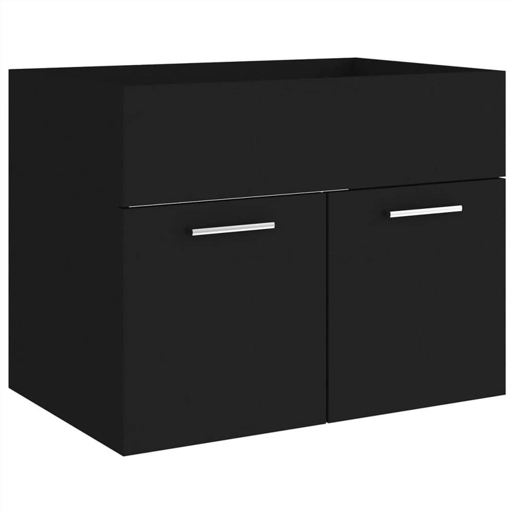 Bathroom Furniture Set Black Chipboard