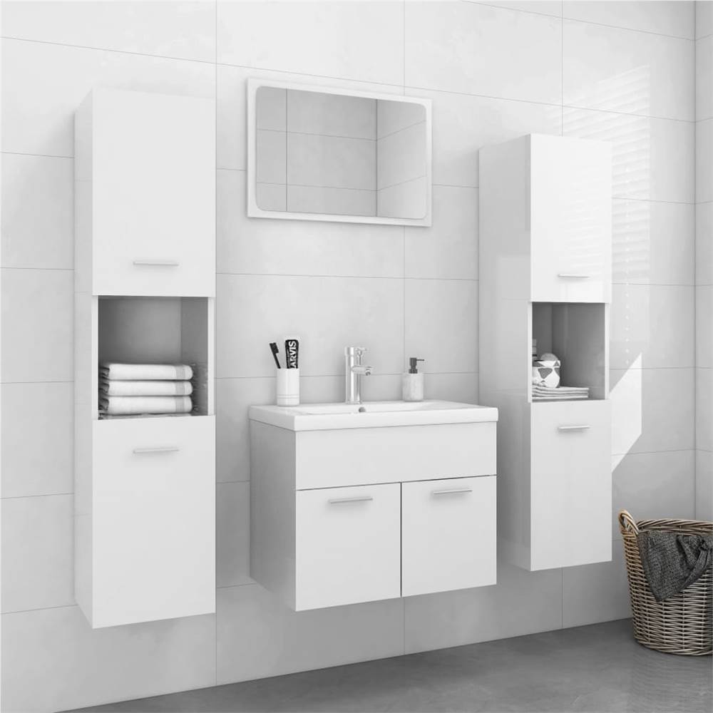 Bathroom Furniture Set High Gloss White Chipboard 
Bathroom Furniture Set High Gloss White Chipboard