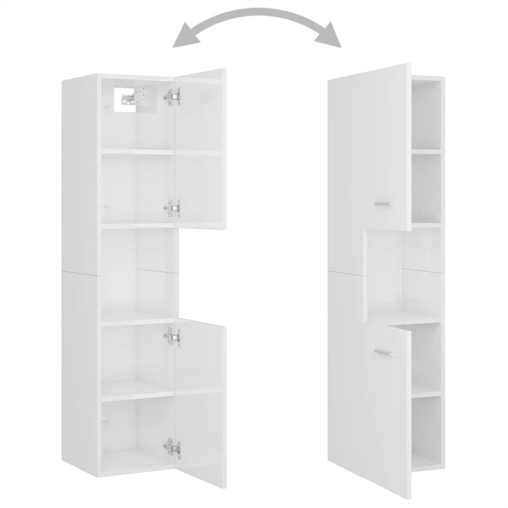 Bathroom Furniture Set High Gloss White Chipboard