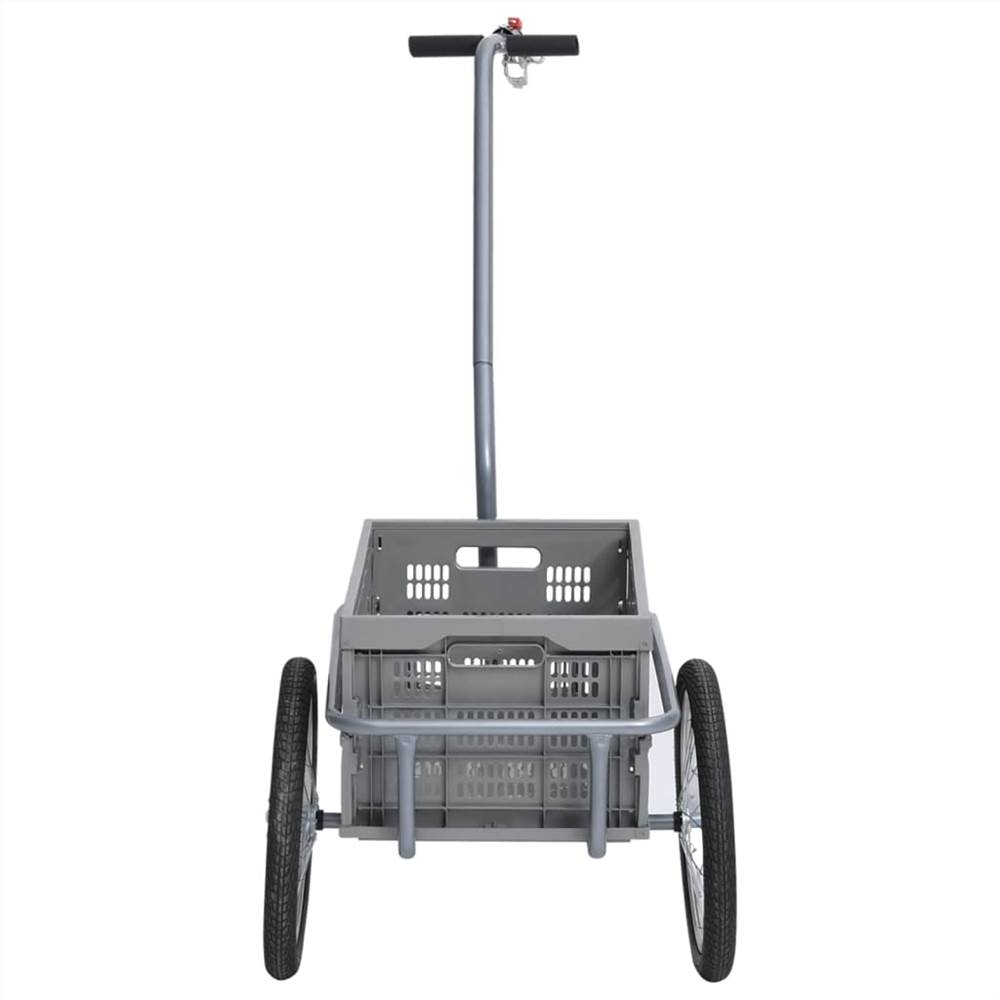 Bicycle Cargo Trailer with 50 L Foldable Transportbox Grey 150 kg