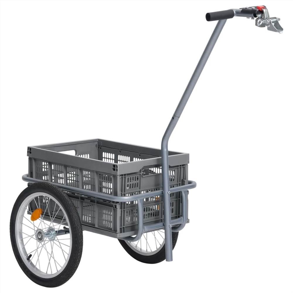 Bicycle Cargo Trailer with 50 L Foldable Transportbox Grey 150 kg