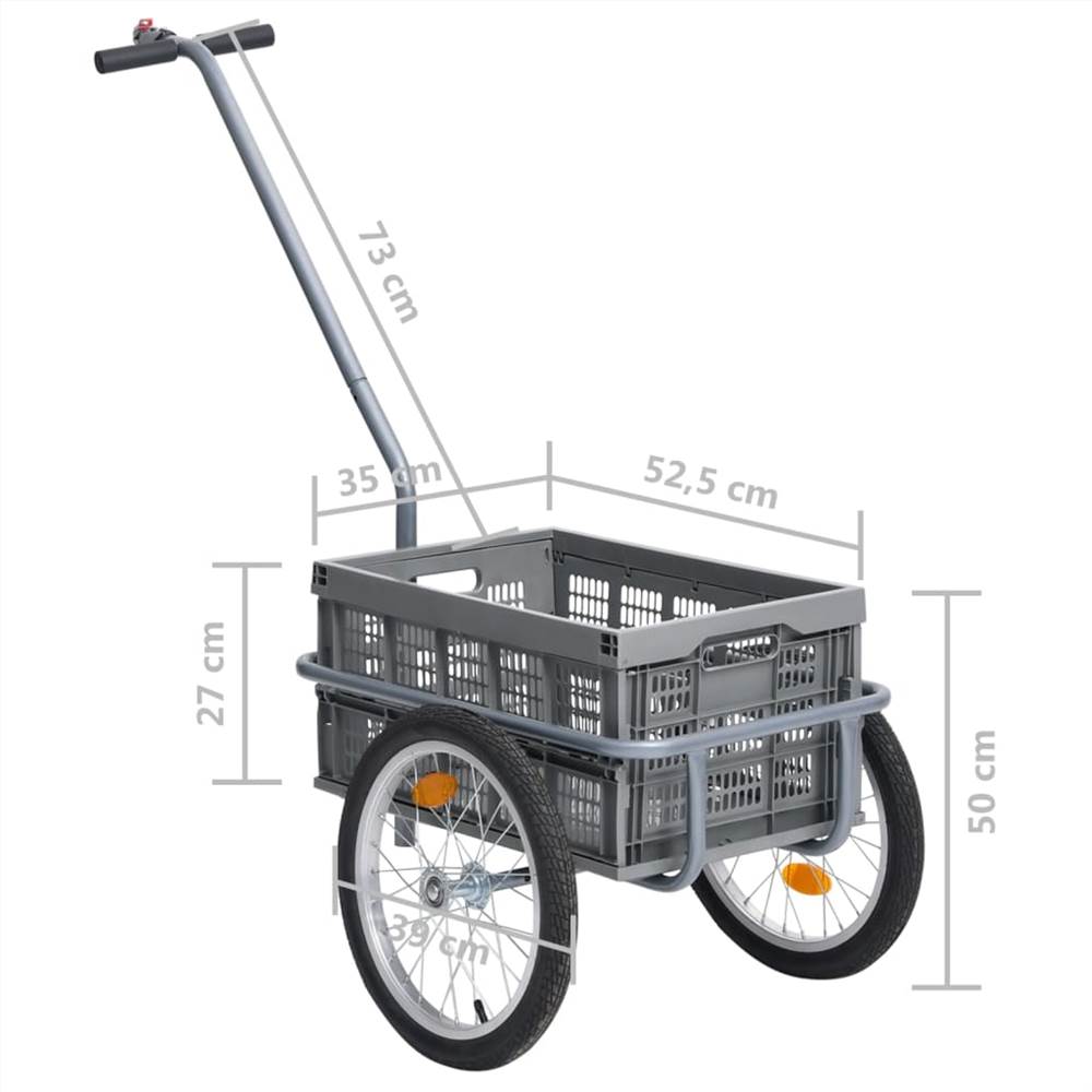 Bicycle Cargo Trailer with 50 L Foldable Transportbox Grey 150 kg
