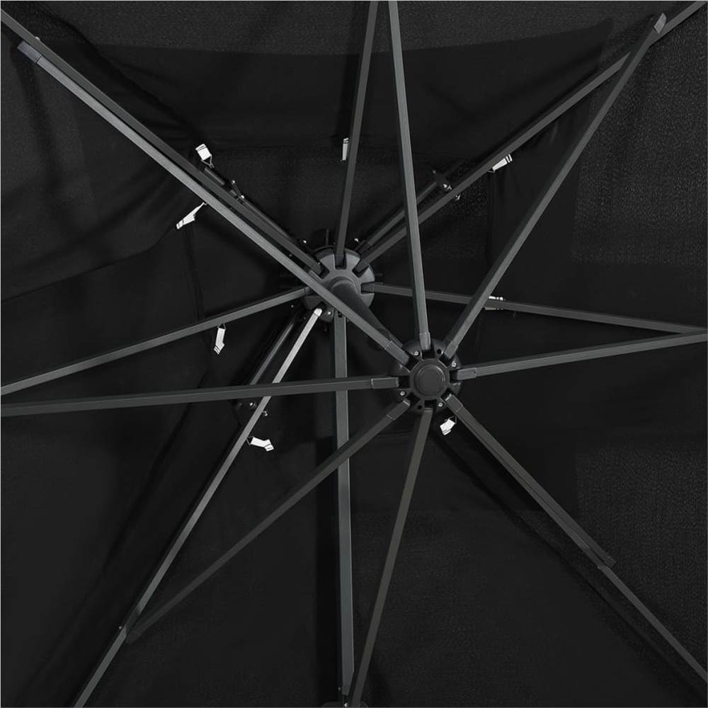 Cantilever Umbrella with Double Top Black 250x250 cm