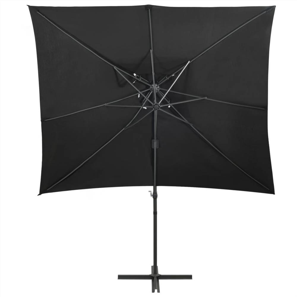 Cantilever Umbrella with Double Top Black 250x250 cm