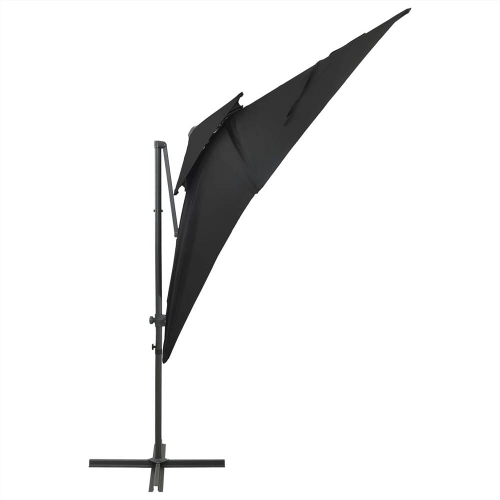Cantilever Umbrella with Double Top Black 250x250 cm