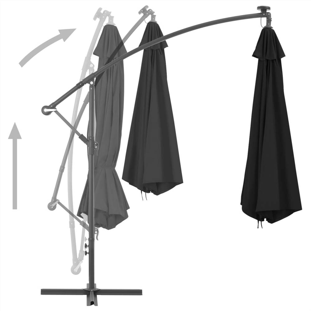 Cantilever Umbrella with LED Lights Black 350 cm