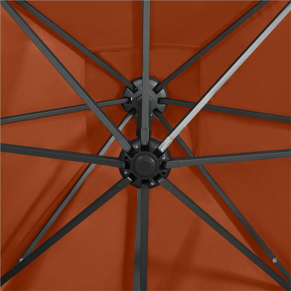 Cantilever Umbrella with Pole and LED Lights Terracotta 250 cm