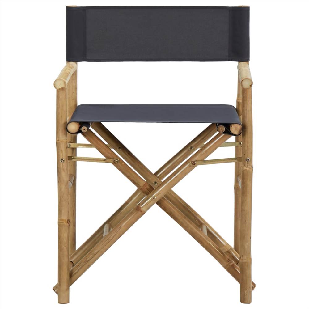 Folding Directors Chairs 2 pcs Dark Grey Bamboo and Fabric