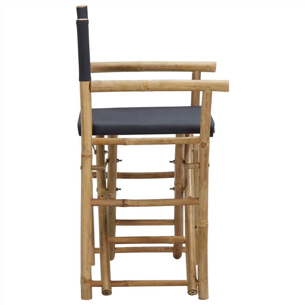 Folding Directors Chairs 2 pcs Dark Grey Bamboo and Fabric